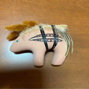 Native American Terracotta Hand Painted Clay Ceramic Fetish Bear Aztec Zuni, 4x6